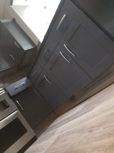 Kitchen cupboards after sprayed